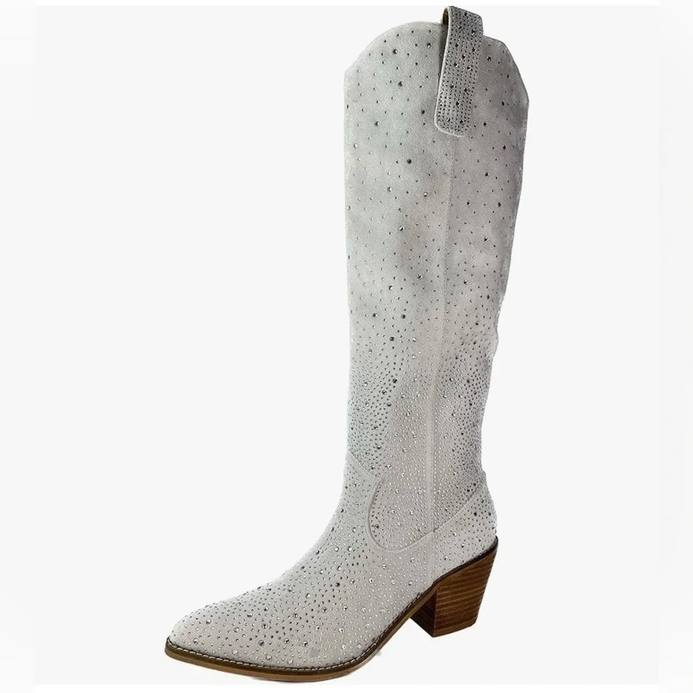 ARIDER GIRL Shine Women's Rhinestone Embellished Almond Toe Side Zipper Boot